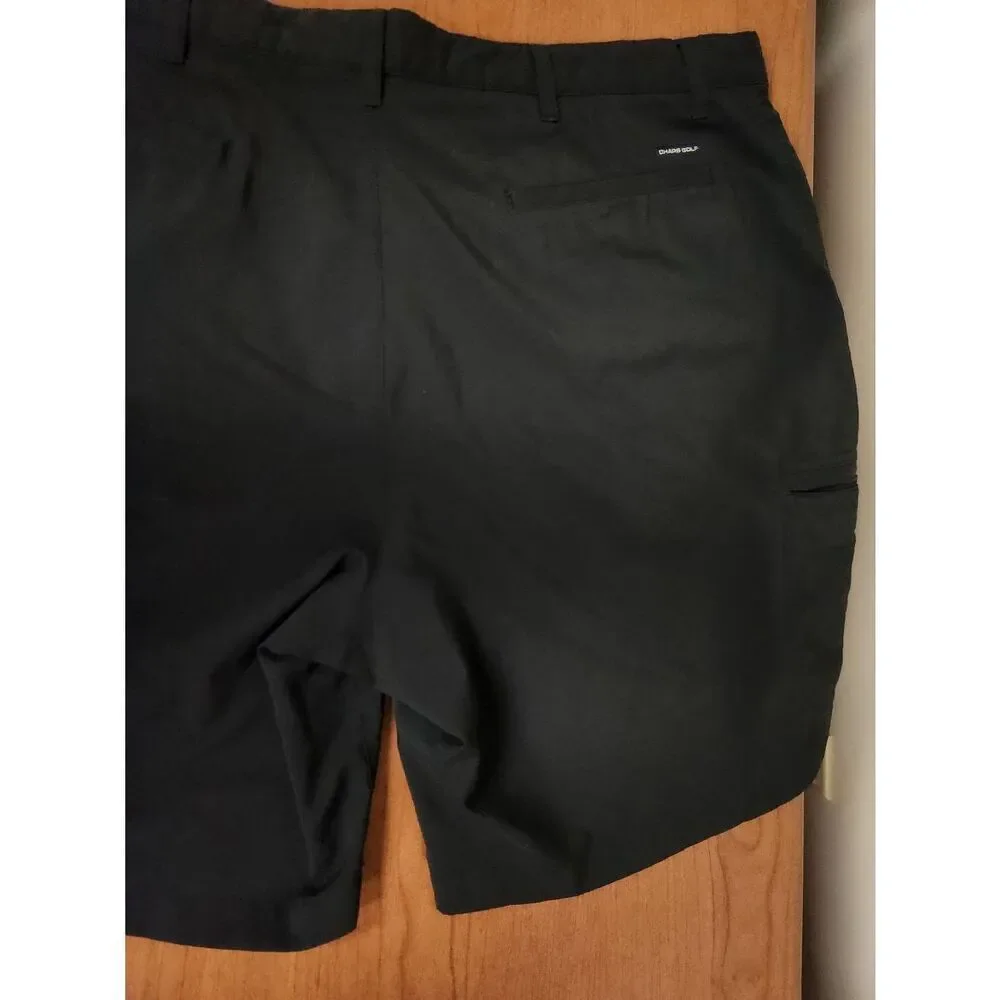 Chaps 78 Golf Shorts Men’s 42 Black Performance Flat Front Zip Cargo Pockets